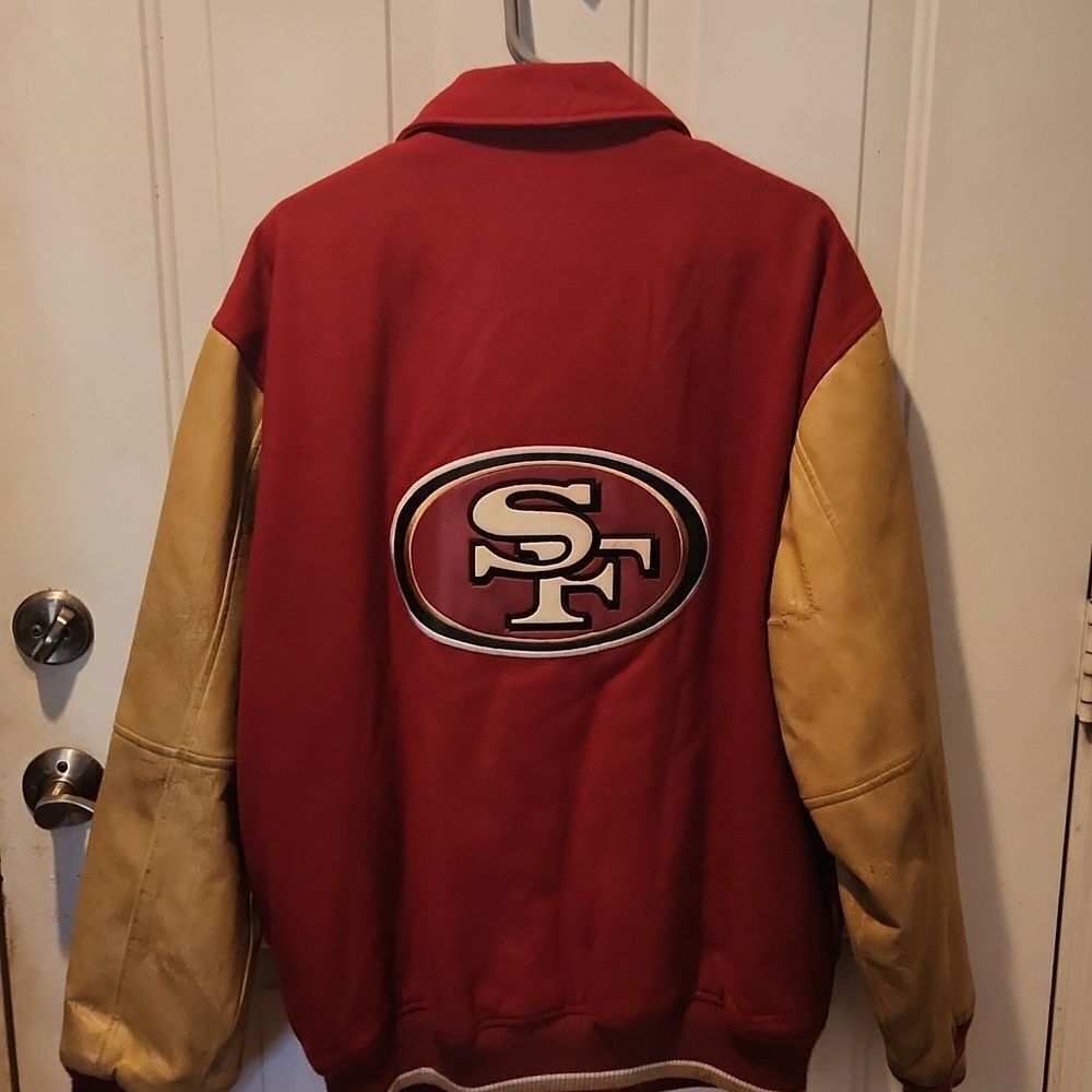 San Francisco 49ers Varsity Letterman Wool Faux Leather Varsity Jacket XL